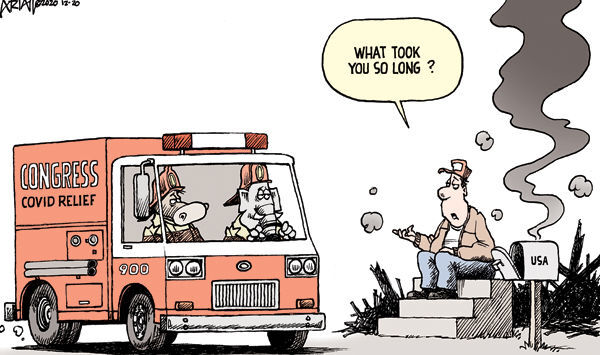 Editorial cartoon published Dec. 26, 2020